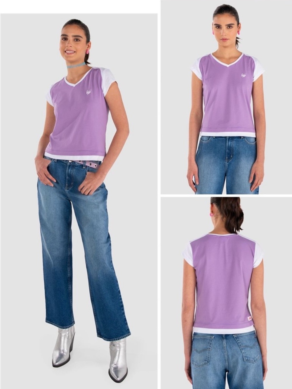 Women's Lavender Short Sleeve Tee with White Trim